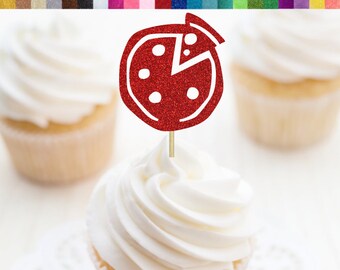 Pizza Cupcake Toppers, decoraciones de fiesta de pizza, decoración de cumpleaños de pizza, decoración de fiesta temática de alimentos, decoración de fiesta italiana, fiesta temática de Italia