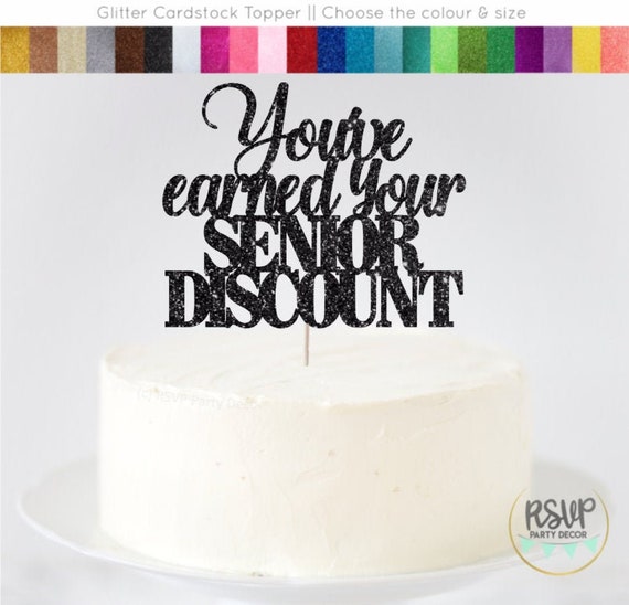 You've Earned Your Senior Discount Cake Topper, 60th Birthday Decor, 50th Birthday Cake Topper, Funny 65th Birthday Centerpiece, Retirement by RSVP Parties and Events | Catch My Party You've Earned Your Senior Discount Cake Topper, 60th Birthday Decor, 50th Birthday Cake Topper, Funny 65th Birthday Centerpiece, Retirement by RSVP Parties and Events | Catch My Party