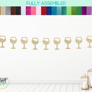 Wine Glass Garland, Wine Themed Banner, Bachelorette Party Decor, Aged To Perfection Birthday Party, Wine Cheese Party Decorations, Drink Up