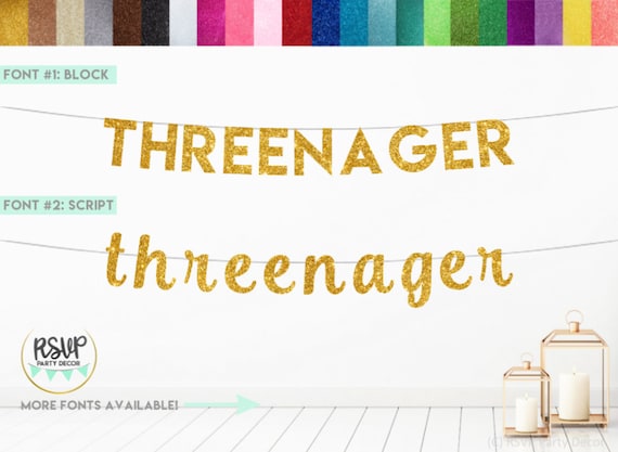 Threenager Banner, Third Birthday Party Decorations, 3rd Birthday Banner, Happy Third Birthday, Funny 3rd Birthday, Glitter Threenager Sign Il_570xn