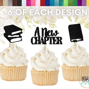 A New Chapter Cupcake Topper Set, Book Bridal Shower Decorations, Books Birthday Party Decor, Book Baby Shower Decor, Book Toppers - 18 PCS