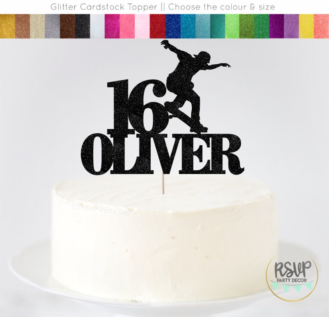 Skateboard Birthday Party Decorations, Custom Skateboarder Cake Topper