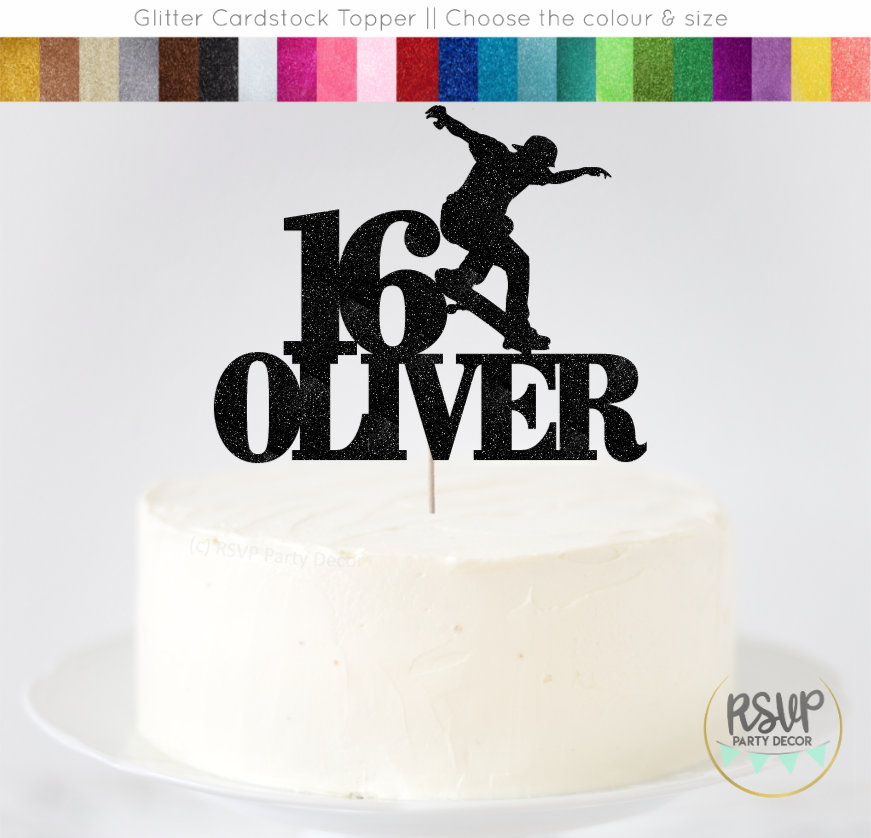 JeVenis Set Déco Anniversaire Skateboard – Bannière 1x, 18 Ballons, 12 Toppers De Cupcake Et 1 Topper Gâteau – Thème Skate