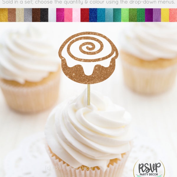 Cinnamon Roll Cupcake Toppers, Cinnamon Party Decorations, Fall Themed Party Decor, Thanksgiving Party Decor for Fall, Friendsgiving Party