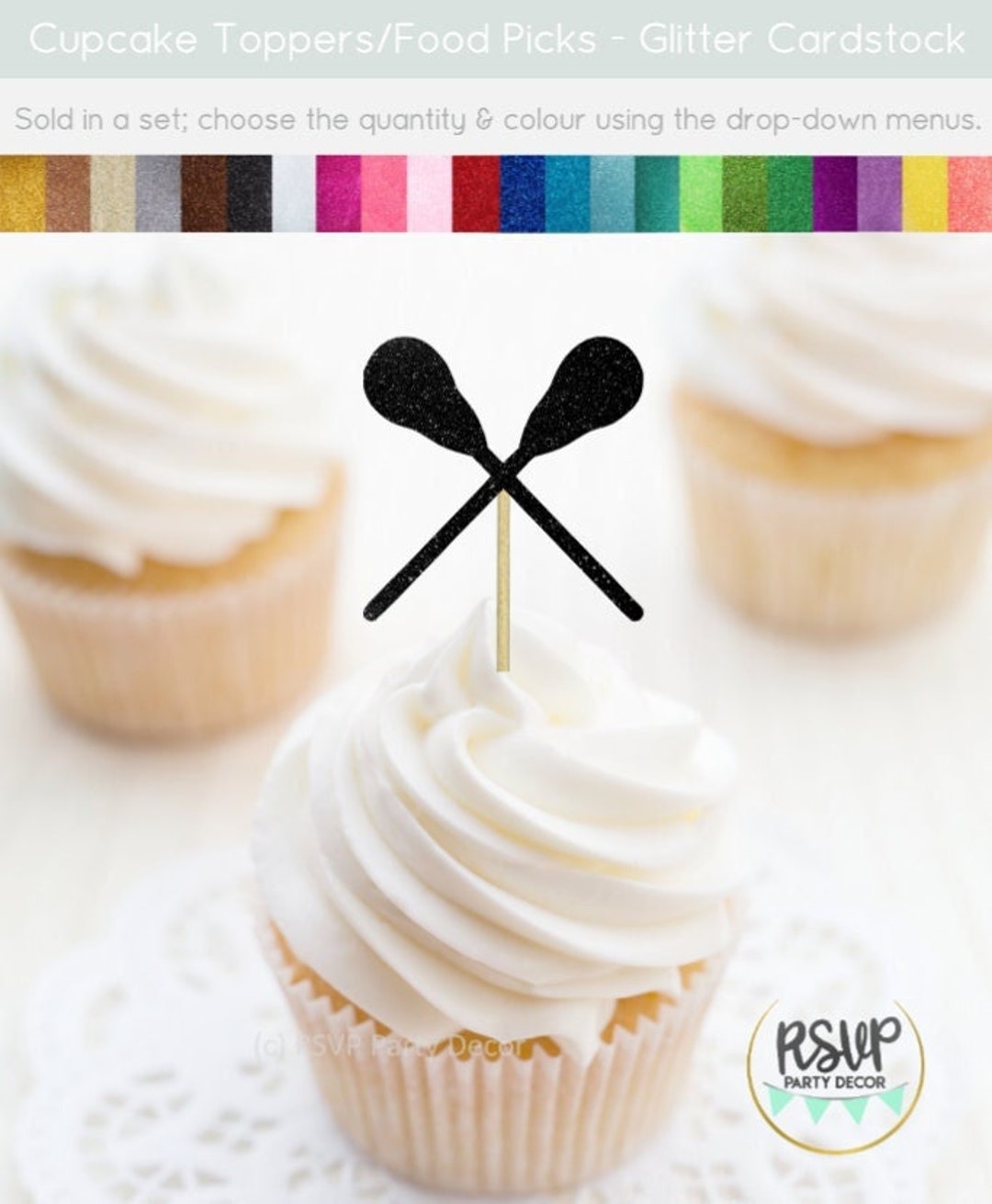 Lacrosse Sticks Cupcake Toppers, Lacrosse Party Decorations, LAX Food