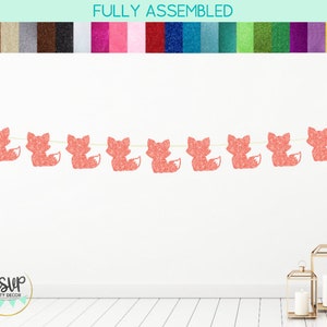 Fox Garland, Glitter Fox Banner, Woodland Birthday Party Decor, Forest Baby Shower Decorations, Camping Party Decor, Foxy Birthday Party