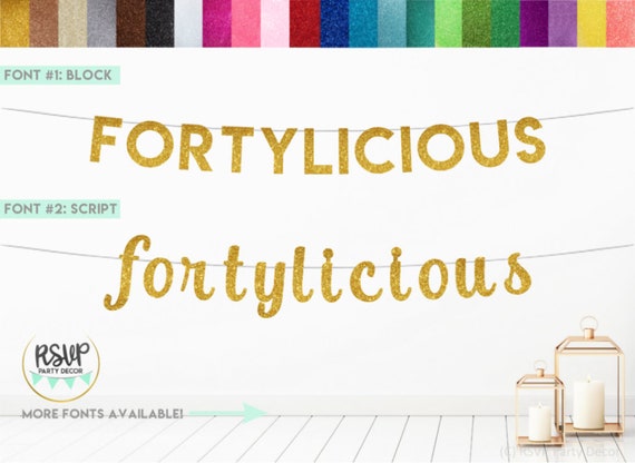 Fortylicious Banner, 40th Birthday Party Decorations, 40th Birthday Banner, Happy Fortieth Birthday, Funny 40th Birthday Party Decor Il_570xn
