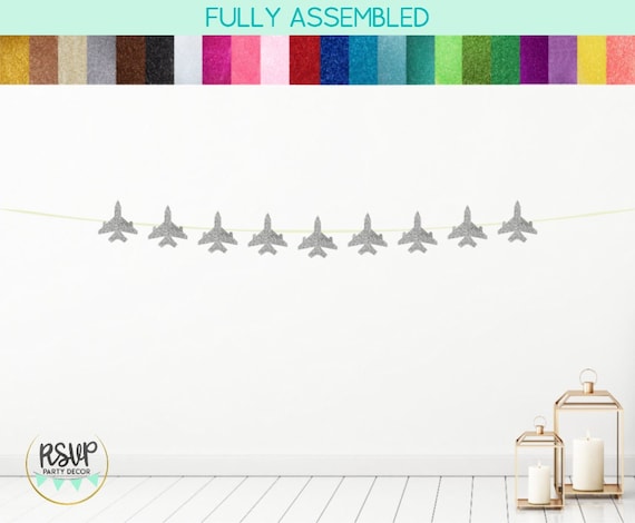 Fighter Jet Airplane Garland, Military Party Decorations, Aviation Party Decor, Pilot Birthday Party Decor, Air Force Army Party Decorations Il_570xn