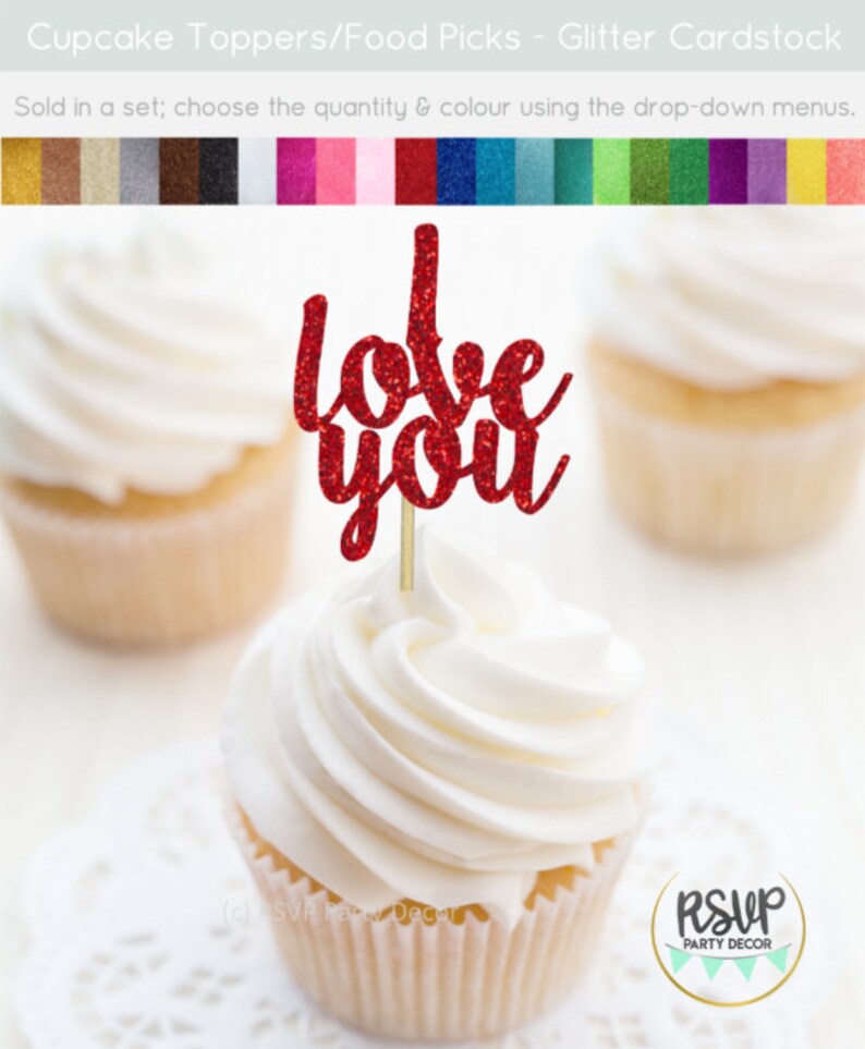 I Love You Cupcake Toppers Anniversary Cupcake Toppers Etsy