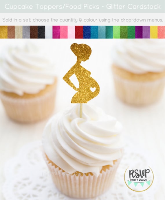 Pregnant Woman Cupcake Toppers, Gender Reveal Party Decorations, Baby Shower Cupcake Toppers, Baby Shower Food Picks Il_570xn