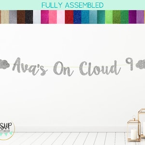 Custom On Cloud 9 Banner, On Cloud Nine Bridal Shower Decor, Cloud Nine Birthday Party Decorations, Personalized 9th Birthday Banner