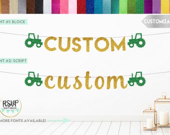 Custom Tractor Banner, Tractor Party Decorations, Farm Party Decorations, Farm Birthday Decor, Tractor Birthday Party Decor, Personalized