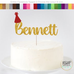 Custom Party Hat Cake Topper, Birthday Party Decorations, Personalized Name Cake Topper for Birthday, Circus Party Decor, Clown Birthday