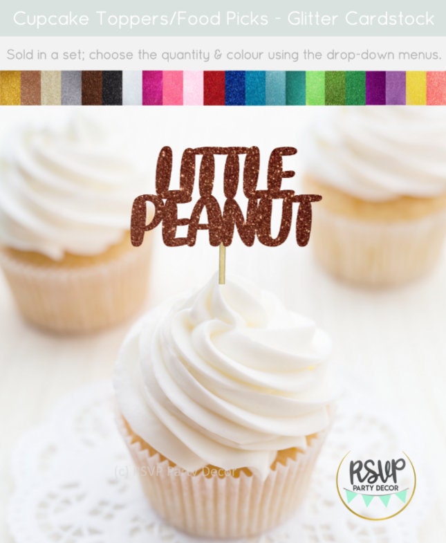 Little Peanut Cupcake Toppers Glitter Elephant Cupcake Picks Etsy