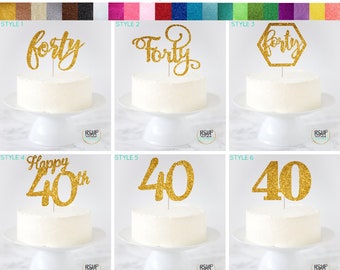 Forty Cake Topper, 40 Cake Topper, 40th Birthday Decor, 40th Decorations, Fortieth Cake Topper, 40th Anniversary Decorations