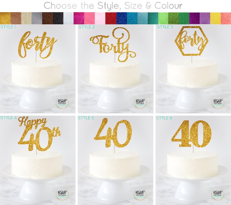 Handmade Anniversary Party Decoration Golden Glitter Funny Im 40th Cake Topper for Fortieth Birthday
