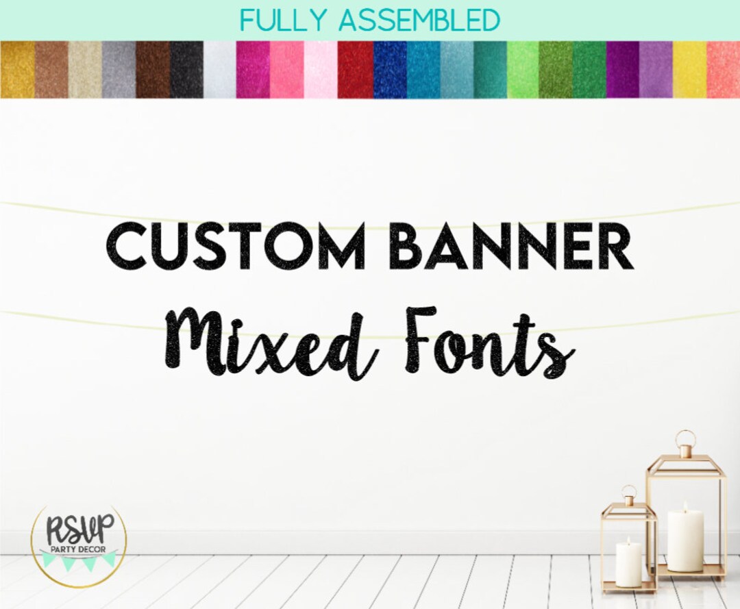 Custom Two Line Banner Script and Block, Personalized Party Banner ...