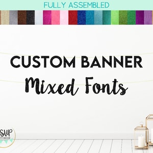 Custom Two Line Banner Script and Block, Personalized Party Banner, Custom Birthday Banner, Custom Baby Shower Banner, Bridal Shower Sign