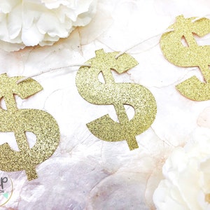 Ghirlanda di segni di dollaro, Banner di denaro glitterato, decorazioni per feste da casinò, banner per casinò, decorazioni per feste hip hop