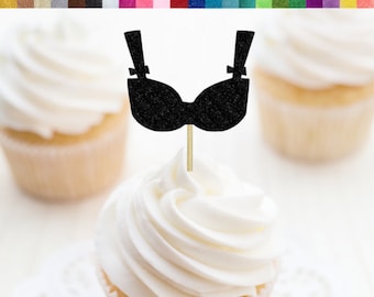 Bra Cupcake Toppers, Lingerie Bachelorette Cupcake Toppers, Lingerie Bridal Shower Party Decor, Funny Bachelorette Decorations