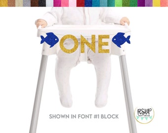 Fish One Highchair Banner, Under The Sea 1st Birthday Party Decor, ONE-der the Sea Decorations, Ocean 1st Birthday High Chair Bunting