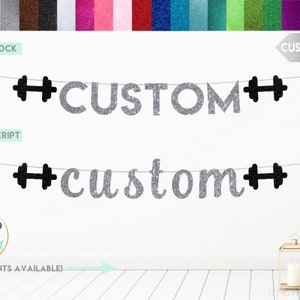 Custom Dumbbell Banner, Fitness Party Decor, Weightlifter Birthday Decor, Athlete Party Decor, Weightloss, Bodybuilder Supplies, Gym Party