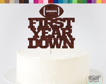 First Year Down Cake Topper, Football 1st Birthday Cake Topper, Football 1st Birthday Party Decorations, Football Cake Smash