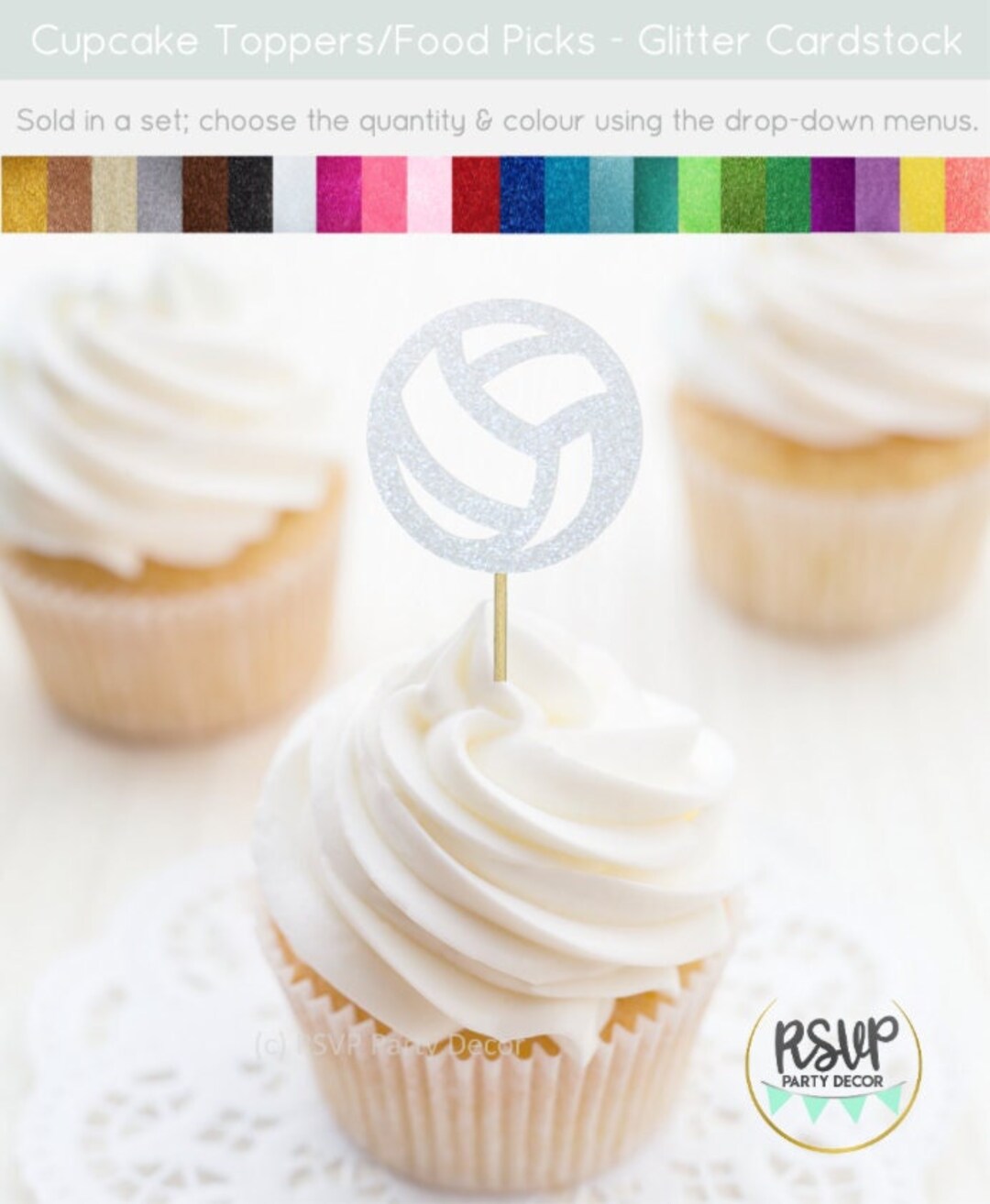 Volleyball Cupcake Toppers Volleyball Party Decorations Etsy