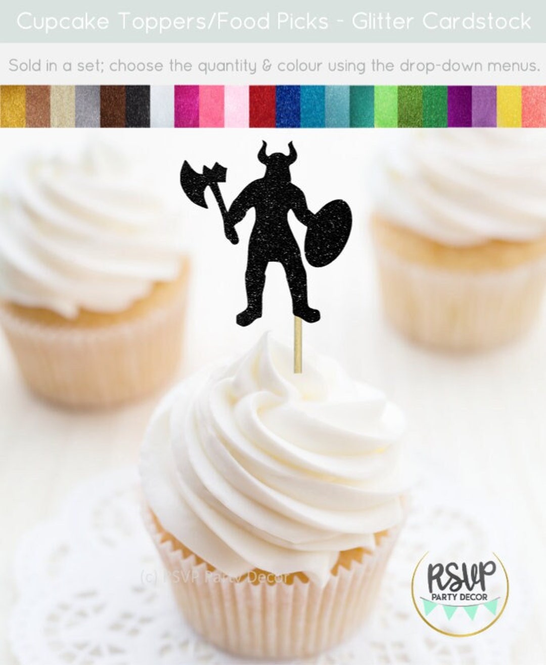 Viking Cupcake Toppers, Viking Food Picks, Viking Party Decorations