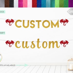 Custom Dragon Banner, Dragon Themed Party Decorations, Fantasy Party Decorations, Personalized Dragon Birthday Decor, Fairytale Party Decor