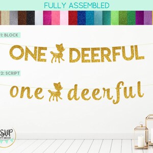 One Deerful Banner, Deer Themed First Birthday Decorations, Forest 1st Birthday Banner, Onedeerful Banner, Woodland 1st Party Decor