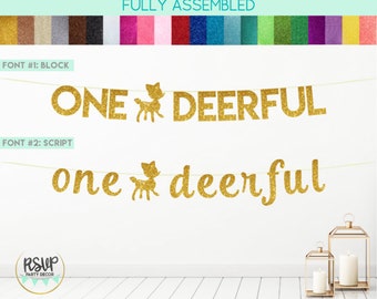 One Deerful Banner, Deer Themed First Birthday Decorations, Forest 1st Birthday Banner, Onedeerful Banner, Woodland 1st Party Decor