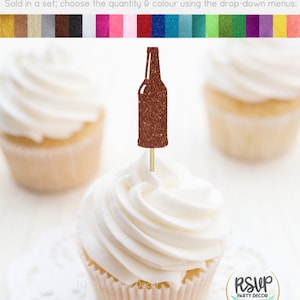 Toppers de cupcake de garrafa de cerveja, escolhas de comida de cerveja, decorações de aniversário de homem, decorações de festa de cerveja, decoração de festa temática de cerveja, 40º aniversário de cerveja
