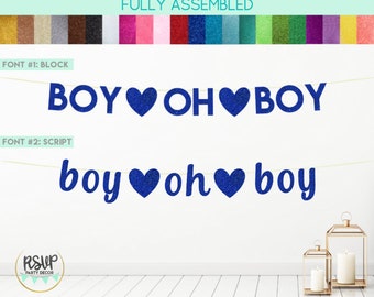 Boy Oh Boy Banner, Glitter Baby Boy Sign, Boy Baby Shower Decorations, Gender Reveal Banner, It's a Boy Banner, Baby Boy Announcement