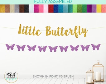 Little Butterfly Banner, Butterfly Garland, Spring Girls 1st Birthday Banner, Spring Baby Shower Banner, Garden Baby Shower Decorations
