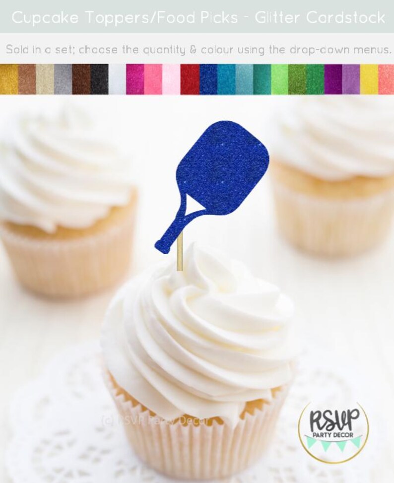 Pickleball Racket Cupcake Toppers, Pickleball Party Decorations, Pickleball Birthday Party Decor, Last Pickle Tickle Bachelorette image 2