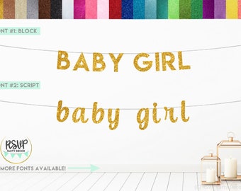 Baby Girl Banner, Glitter Baby Girl Sign, Girl Baby Shower Decorations, Gender Reveal Banner, It's a Girl, Baby Girl Shower Decor