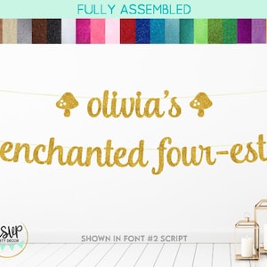 Banner personalizzato Enchanted FOUR-est, decorazioni Enchanted Fourest, decorazioni Forest 4, articoli per feste di compleanno magiche per il 4° compleanno, fata del 4° compleanno