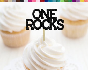 One Rocks Cupcake Toppers, Music 1st Birthday Party Decorations, Rock 1st Birthday Cupcake Toppers, Rock n Roll One Party Decor