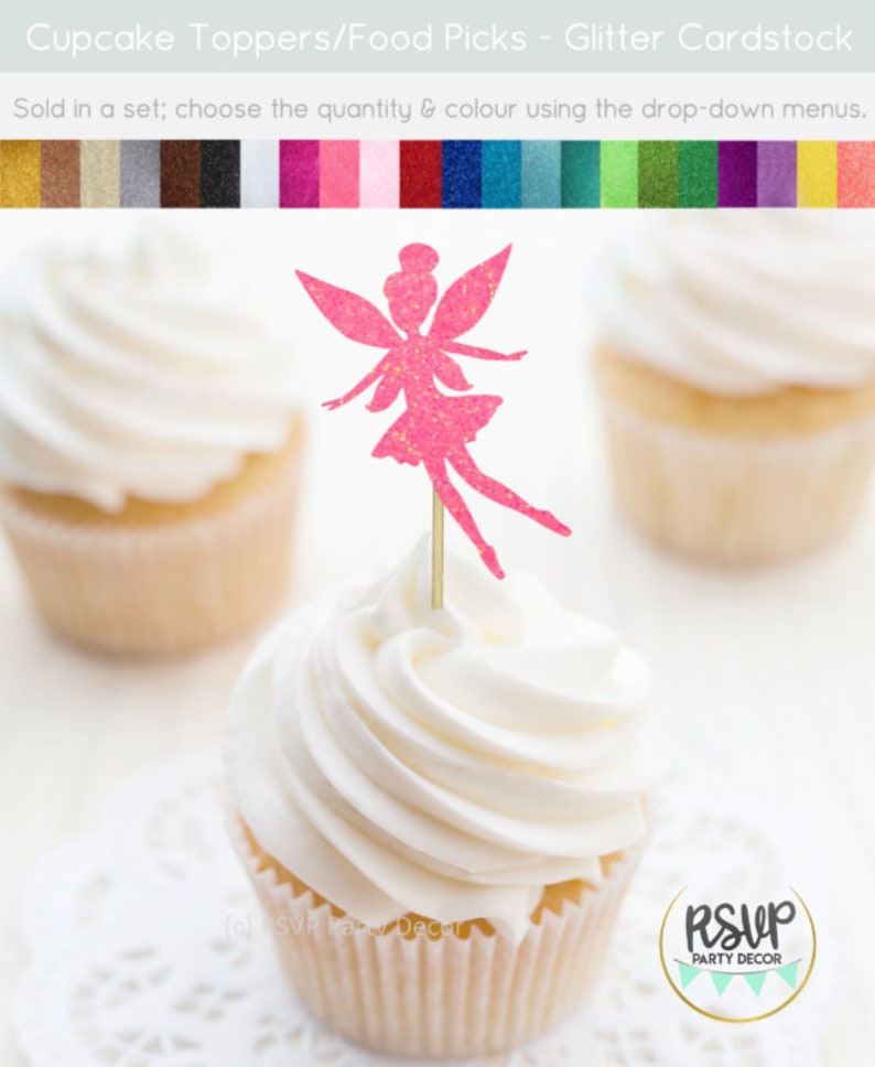 Fairy Cupcake Toppers, Fairy Food Picks, Fairy Party Decorations, Fairy Birthday Decor, Fairy Themed Shower, Faerie Cupcake Toppers image 4