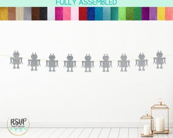 Robot Garland, Robot Banner, Robot Birthday Party Decorations, Science Party Decor, Robot Baby Shower, Engineer Birthday Party Decor