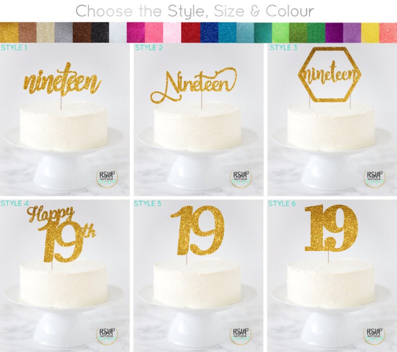 Rose Gold 19th Birthday Cake Topper - Glitter 'Happy 19th' Decor For Men & Women