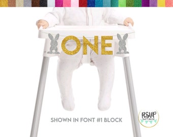 Bunny One High Chair Banner, Easter First Birthday Party Decor, Rabbit 1st Birthday Party Decor, Bunny First Birthday High Chair Bunting