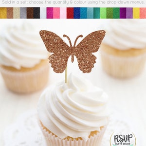 Butterfly Cupcake Toppers, Glitter Butterfly Food Picks, Fairy Cupcake Toppers, Garden Themed Party Decor, Garden Birthday, Garden Shower image 6