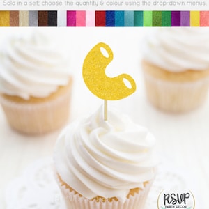 Macaroni Cupcake Toppers, Macaroni and Cheese Party Decorations, Pasta Birthday Party Decor, Italian Party Decor, Mac & Cheese Birthday