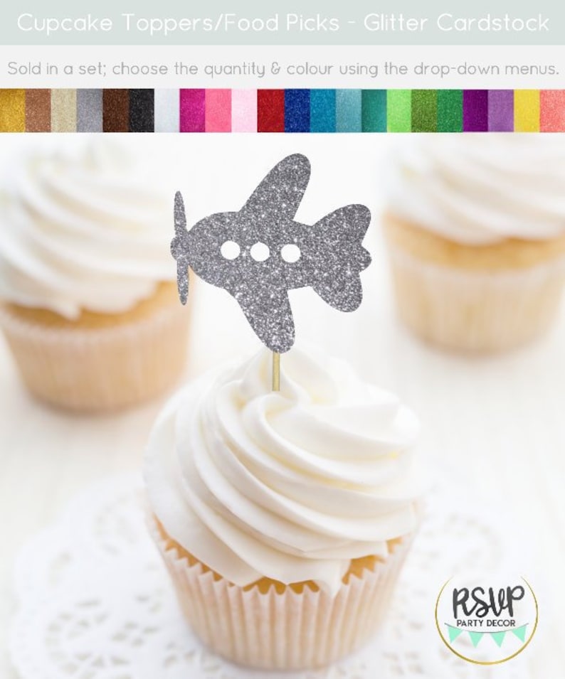 Plane Cupcake Toppers Airplane Food Picks Time Flies Etsy