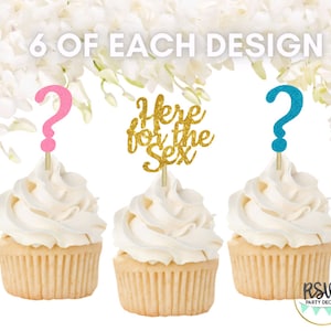 18 PCS qui per i toppers di cupcake sex, toppers per cupcake con punto interrogativo, decorazioni per feste di rivelazione di genere, scelte alimentari di rivelazione di genere, decorazioni di rivelazione