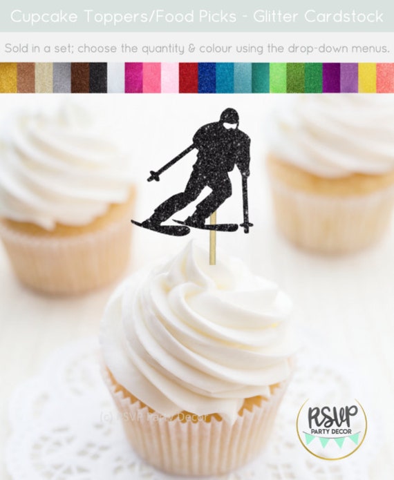 Ski Cupcake Toppers,Ski Themed Party Decor,Skiing Cupcake Toppers,Skier Birthday 
