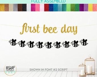 First Bee Day Banner, Bee Garland, Honey Bee 1st Birthday Party Decor, 1st Bee-Day Decorations, Summer Spring 1st Birthday Party Decor