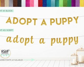 Adopt A Puppy Banner, Dog Birthday Party Decor, Dog Birthday Banner, Puppy Party, Paw Print, Puppy Themed Party